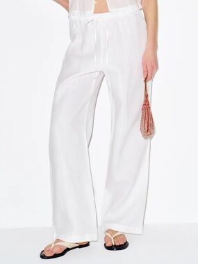 Reformation Olina Linen Standard Length Pant in White